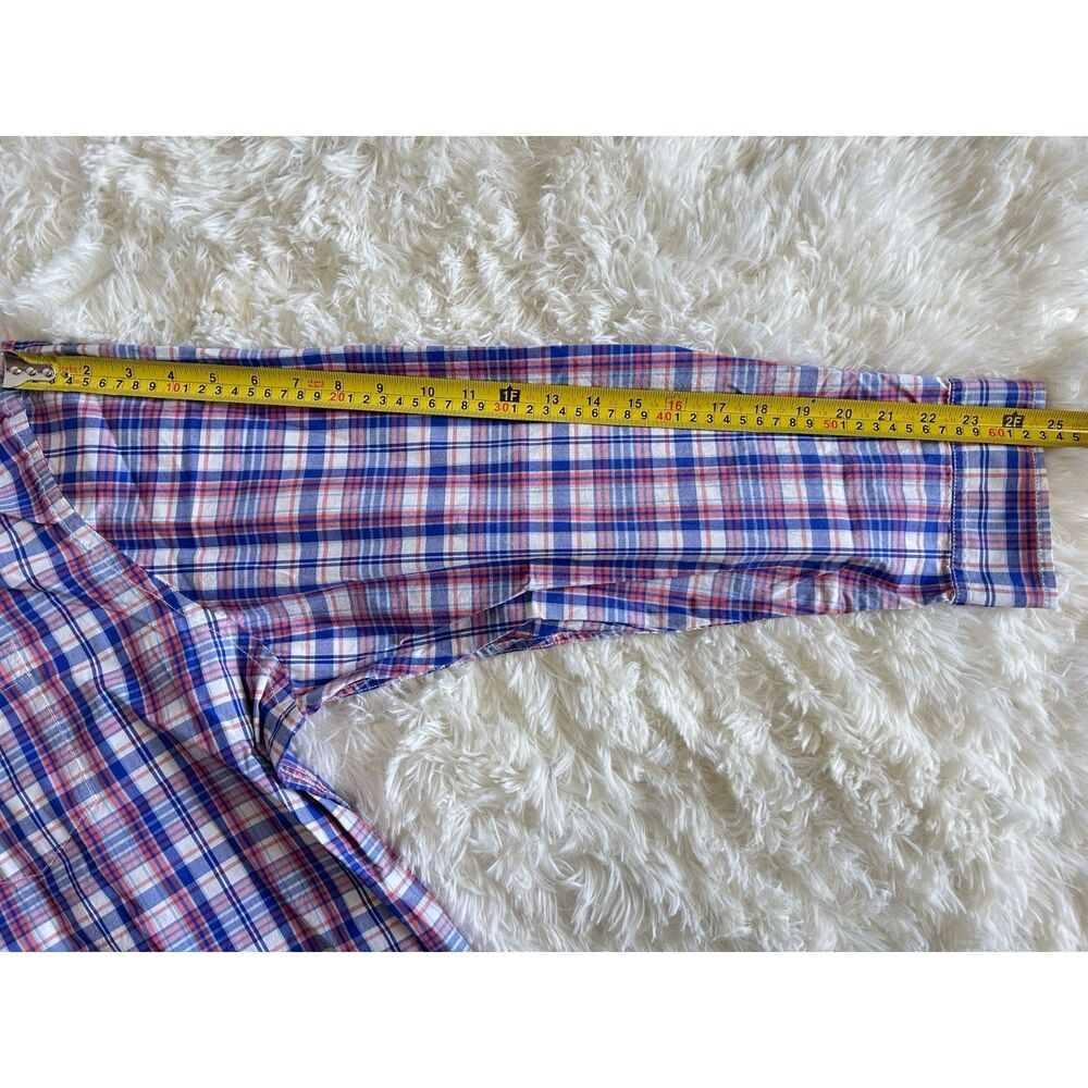 Hawker Rye Mens 3XL Relaxed Stretch Plaid Long Sleeve Button Down Shirt Red Blue - Picture 3 of 7